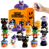 OSNIE Halloween Party Favors Squeeze Toys - 24Pcs Cute Slow Rising Squishes Toys with Treasure Box Prizes Pumpkin Ghost Bat Stress Relievers Trick or Treat Gift for Kids Classroom School Rewards Game
