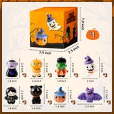 OSNIE Halloween Party Favors Squeeze Toys - 24Pcs Cute Slow Rising Squishes Toys with Treasure Box Prizes Pumpkin Ghost Bat Stress Relievers Trick or Treat Gift for Kids Classroom School Rewards Game