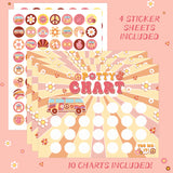 OSNIE Boho Potty Training Chart for Toddlers Girls - Kids Potty Reward Chart with Stickers Hippie Groovy Blank Training Step Instructions Poster Behavior Chart on Wall for Toilet Bathroom Classroom