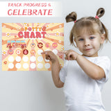 OSNIE Boho Potty Training Chart for Toddlers Girls - Kids Potty Reward Chart with Stickers Hippie Groovy Blank Training Step Instructions Poster Behavior Chart on Wall for Toilet Bathroom Classroom