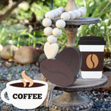 OSNIE 3 Pieces Coffee Tiered Tray Decorations Freestanding Wooden Table Centerpiece Double-Sided Printing Shelf Sitter Signs for Farmhouse Kitchen Coffee Bar Coffee Station Accessories Mug Life Décor