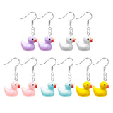 OSNIE 5 Pairs of Cute Duck Dangle Drop Earrings, Funny Resin Little Duckie Pendant Earrings, Indie Aesthetic Creative Personalized Earrings Jewelry Gifts for Women Girls (Multicolored)