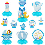 OSNIE 12Pcs It's a Boy Baby Shower Themed Honeycomb Centerpieces Table Topper for Baby Boys Welcome Baby Boy Cutouts Gender Reveal Party Decorations Infant Baby Party Favors Photo Booth Props (Blue)