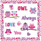OSNIE 84Pcs Valentines Day Cutouts Mix Owl Heart Pattern Bulletin Board Decoration Set Owl Always Love You Chalkboard Borders & Trimmers Cardboard for Kids Spring Classroom School Home Door Wall Decor