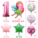 OSNIE Fairy Balloons Party Decorations for 1st Birthday, 8 Pcs Giant Fairy Star Round Shaped Number One Foil Mylar Helium Balloons, Fairy Princess Party Decorations Supplies Baby Shower for Baby Girls