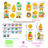 OSNIE 12Pcs Summer Gnomes Diamond Painting Kit 5D DIY Summer Vacation Diamonds Mosaic Stickers Kits for Kids and Adult Beginners Creative Resin Rhinestone Handmade Paint by Numbers Art Craft Gifts Set