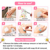 OSNIE 18 Sheets of Unicorn Luminous Temporary Tattoos for Kids, Glow In the Dark Cartoon Unicorn Animal Tattoos, Non-Duplicate Waterproof Fake Tattoo Stickers for Glow Party Favors Goodie Bag Fillers