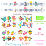 OSNIE 24Pcs Summer 5D DIY Diamond Painting Kits for Kids Adult Beginners Fruit Under The Sea Ocean Animals Resin Rhinestone Diamond Mosaic Stickers Handmade Digital Paint by Numbers Art Craft Gift Set