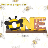 OSNIE Bumble Bee ONE Wooden Letter Sign Table Centerpieces Sweet Bee Party Decor for Baby Boys Girls Summer Honey Bee Theme 1st Birthday Milestone Baby Shower Cake Smash Photo Props for One Year Old