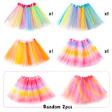 OSNIE 6Pcs Rainbow Ballet Tutu Skirts for Toddler Girls 2-3Layers Multicolor Princess Pretend Dress Up Accessories Princess Party Supplies Birthday Outfit Halloween Christmas Costume Photo Shoot Prop