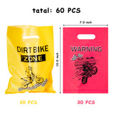 OSNIE 60 Packs Dirt Bike Party Favors Bags Plastic Candy Goodie Bags Loot Gift Bags with Handle for Checkered Motorcycle Motocross Racing Theme Birthday Wedding Party Baby Shower Decorations Supplies