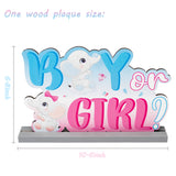 OSNIE Elephant Boy or Girl Centerpiece Blue and Pink Wooden Table Sign Tabletop Gender Reveal Decorations Party Supplies for Unisex He or She Welcome Baby Shower Birthday Pregnancy Announcements Decor