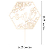OSNIE Sunflower Wood Cake Topper Decor Happy 1st Birthday Party Decor One Cake Smash Dessert Topper Supplies Summer Sunflower Party Favors for Birthday Baby Shower Wedding Anniversary (Rustic Wood)