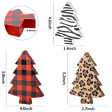 OSNIE 3 Pieces Christmas Tree Tiered Tray Decor Buffalo Cheetah Leopard Zebra Print Wooden Table Signs Freestanding Reversible Rustic Wood Centerpiece Tabletop for Christmas Farmhouse Home Decorations