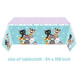 OSNIE 3Pcs Cat Party Tablecloths Disposable Plastic Waterproof Rectangular Table Covers Cartoon Kitty Meow Theme Party Decorations Supplies for Animals Pet Birthday Baby Shower Camping 108”× 54”