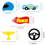 OSNIE 30Pcs Race Car Theme Centerpiece Sticks Table Cupcake Toppers with Stickers Checkered Party Decals Let’s Go Racing Themed Birthday Party Supplies Decoration Baby Shower Photo Booth Prop for Boys