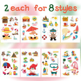 OSNIE 130 Pcs Summer Beach Gnomes Stickers Décor Surf Sunglasses Vacation Scuba Diving Removable Window Stickers Decals for Home Office Birthday Anniversary Party Supplies Classroom Rewards, 16 Sheets