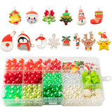 OSNIE Christmas DIY Bead Jewelry Making Kit Santa Claus Snowman Penguin Christmas Trees Reindeer Stocking Snowflake Bell Charm Bead for Kids Bracelets Necklaces Xmas Craft Material Beading Kit 400Pcs+