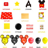 OSNIE 139Pcs Mickey Birthday Party Supplies Set Mickey Theme Party Decorations Including Happy Birthday Banner, Balloons, Invitation Cards, Tablecloth, Forks, Plates, Napkins Serves 20 Guests