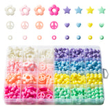OSNIE Candy Color Acrylic Beads DIY Hippie Groovy Bead Jewelry Making Kit for Kids Girls with Peace Sign Flower Heart Star Charms for Bracelets Rings Necklaces Creativity Beading Kits Art Craft,550 Pcs+