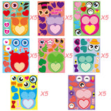 OSNIE 40 Sheets Valentine’s Day Make Your Own Owl Stickers Sheets Mix and Match DIY Make a Face Stickers Valentines Party Favors Supplies Art Craft for Kids School Classroom Party Games Activities