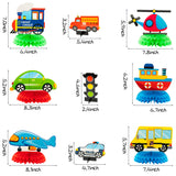 OSNIE 12Pcs Transport Theme Honeycomb Centerpieces Table Topper Double Side Cardstock Transportation Birthday Party Supplies Vehicle Traffic Photo Booth Prop Baby Shower Table Decoration for Kids Boys