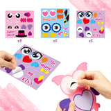 OSNIE 30 Pcs Owl Valentine’s Day Make a Face Stickers Ornament Craft Kits for Kids Make Your Own Sweets and Treats Valentine Cards Hanging Decoration Party Classroom Game Activities Handcraft Supplies