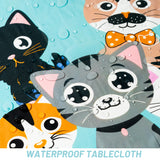 OSNIE 3Pcs Cat Party Tablecloths Disposable Plastic Waterproof Rectangular Table Covers Cartoon Kitty Meow Theme Party Decorations Supplies for Animals Pet Birthday Baby Shower Camping 108”× 54”