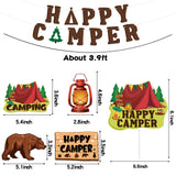 OSNIE 42Pcs Camping Theme Birthday Party Decoration Happy Camper Banner Campfire Tent Cake Topper Hanging Swirls Centerpieces Sticks Let's Go Camping Party Supplies Camp Out Baby Shower Decor for kids