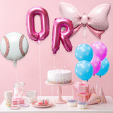 OSNIE Baseball or Bows Gender Reveal Balloons Party Decorations Supplies, Baby Blue and Pink Foil Mylar Latex Balloons Kit for Boy or Girl He or She Baby Shower Pregnancy Announcement Decor, Set of 24