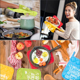 OSNIE 4Pcs Teacher Appreciation Pot Holders Heat Resistant Microwave Oven Mitt Potholders with Hand Pocket Hanging Loop Machine Washable Hot Pads Set End of The Year Teacher Gift for Cooking Baking