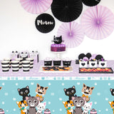 OSNIE 3Pcs Cat Party Tablecloths Disposable Plastic Waterproof Rectangular Table Covers Cartoon Kitty Meow Theme Party Decorations Supplies for Animals Pet Birthday Baby Shower Camping 108”× 54”