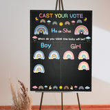 OSNIE Boho Rainbow Gender Reveal Party Games Cast Your Vote He or She Gender Reveal Poster with Team Boy Team Girl Voting Stickers Bohemian Rainbow Party Decor Baby Shower Gender Announcements Ideas