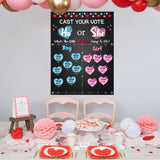 OSNIE Little Sweetheart Gender Reveal Party Games Cast Your Vote Poster with Team Boy Team Girl Stickers for He Or She Valentines Day What Will Our Little Sweetheart Be Baby Shower Decorations Supplies