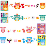 OSNIE 40 Sheets Valentine’s Day Make Your Own Owl Stickers Sheets Mix and Match DIY Make a Face Stickers Valentines Party Favors Supplies Art Craft for Kids School Classroom Party Games Activities