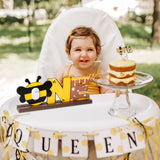 OSNIE Bumble Bee ONE Wooden Letter Sign Table Centerpieces Sweet Bee Party Decor for Baby Boys Girls Summer Honey Bee Theme 1st Birthday Milestone Baby Shower Cake Smash Photo Props for One Year Old