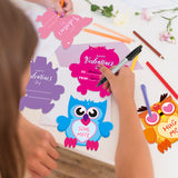 OSNIE 30 Pcs Owl Valentine’s Day Make a Face Stickers Ornament Craft Kits for Kids Make Your Own Sweets and Treats Valentine Cards Hanging Decoration Party Classroom Game Activities Handcraft Supplies