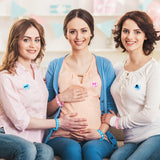 OSNIE 48 Pcs Burnouts or Bows Gender Reveal Party Favors Set Include Blue and Pink Bracelets Rubber Wristbands Metal Badge Button Pins for Boys Girls Baby Shower Gender Reveal Party Supplies