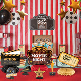 OSNIE 12Pcs Movie Night Themed Honeycomb Centerpieces Table Topper Hollywood Party Decorations Supplies Movie Star Walk of Fame Ticket Projector Popcorn Table Decor for Hollywood Oscar Awar