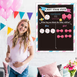 OSNIE Baseball or Bows Gender Reveal Games for Guests Cast Your Vote Poster with Voting Stickers for Boy or Girl He or She Gender Reveal Party Decorations Supplies Baby Gender Announcements Ideas