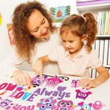 OSNIE 84Pcs Valentines Day Cutouts Mix Owl Heart Pattern Bulletin Board Decoration Set Owl Always Love You Chalkboard Borders & Trimmers Cardboard for Kids Spring Classroom School Home Door Wall Decor