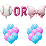 OSNIE Baseball or Bows Gender Reveal Balloons Party Decorations Supplies, Baby Blue and Pink Foil Mylar Latex Balloons Kit for Boy or Girl He or She Baby Shower Pregnancy Announcement Decor, Set of 24