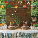 OSNIE 42Pcs Camping Theme Birthday Party Decoration Happy Camper Banner Campfire Tent Cake Topper Hanging Swirls Centerpieces Sticks Let's Go Camping Party Supplies Camp Out Baby Shower Decor for kids