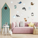 OSNIE 78Pcs Polar Animals Cutouts Winter Bulletin Board Decor Arctic Animals Polar Bear Snowy Owl Reindeer Cutting Paper Home Preschool Classroom Decoration Educational Cut-Outs for Kids Toddlers
