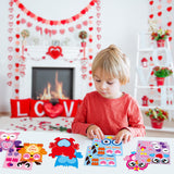 OSNIE 30 Pcs Owl Valentine’s Day Make a Face Stickers Ornament Craft Kits for Kids Make Your Own Sweets and Treats Valentine Cards Hanging Decoration Party Classroom Game Activities Handcraft Supplies