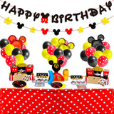 OSNIE 139Pcs Mickey Birthday Party Supplies Set Mickey Theme Party Decorations Including Happy Birthday Banner, Balloons, Invitation Cards, Tablecloth, Forks, Plates, Napkins Serves 20 Guests