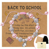 OSNIE Unicorn Welcome Back to school Gifts Pink and White Pearl Bracelet First Day of School Relieve Separation Anxiety Gifts You are Magical Adjustable Bracelets with Bag Message Card for Girls Kids