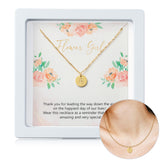 OSNIE Flower Girl Round Alphabet Pendant Necklace - 18K Gold Plated Tiny Capital Initial Letter Engraved Choker Wedding Day Thank You for Being My Flower Girl Proposal Dainty Jewelry Gift from Bride