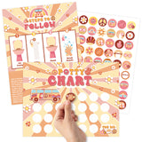 OSNIE Boho Potty Training Chart for Toddlers Girls - Kids Potty Reward Chart with Stickers Hippie Groovy Blank Training Step Instructions Poster Behavior Chart on Wall for Toilet Bathroom Classroom