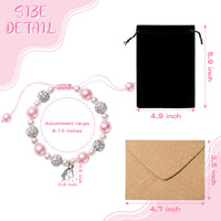 OSNIE Unicorn Welcome Back to school Gifts Pink and White Pearl Bracelet First Day of School Relieve Separation Anxiety Gifts You are Magical Adjustable Bracelets with Bag Message Card for Girls Kids
